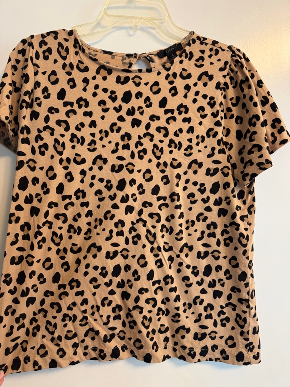 Leopard Print Short Sleeve Top - Tan/Black- J- Crew